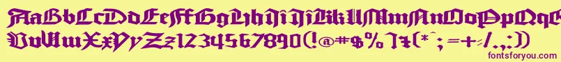 GoodcitymodernPlainExPlain-fontti – violetit fontit keltaisella taustalla