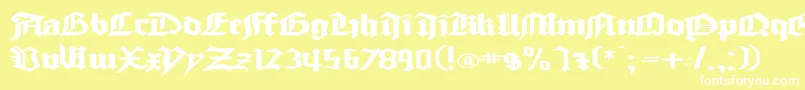 GoodcitymodernPlainExPlain-fontti – valkoiset fontit keltaisella taustalla