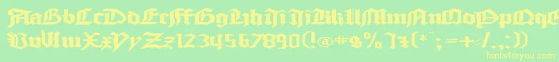 GoodcitymodernPlainExPlain-fontti – keltaiset fontit vihreällä taustalla