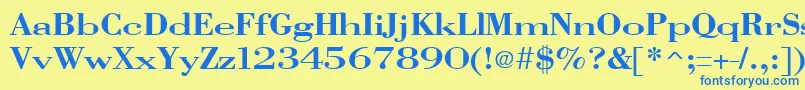 フォントVangardSolidRegular – 青い文字が黄色の背景にあります。