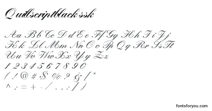 A fonte Quillscriptblackssk – alfabeto, números, caracteres especiais