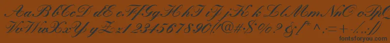 Czcionka Quillscriptblackssk – czarne czcionki na brązowym tle