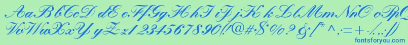Quillscriptblackssk Font – Blue Fonts on Green Background