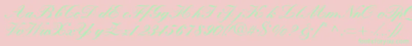 Fonte Quillscriptblackssk – fontes verdes em um fundo rosa