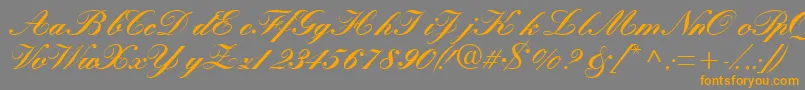 Quillscriptblackssk-Schriftart – Orangefarbene Schriften auf grauem Hintergrund