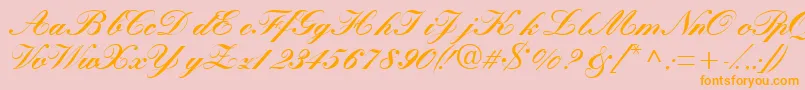 Quillscriptblackssk-Schriftart – Orangefarbene Schriften auf rosa Hintergrund