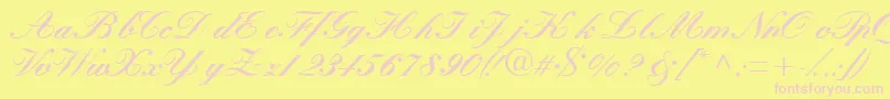Czcionka Quillscriptblackssk – różowe czcionki na żółtym tle