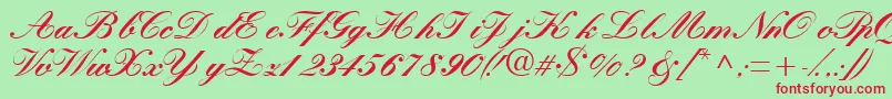 Quillscriptblackssk Font – Red Fonts on Green Background