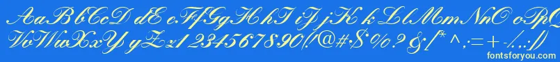 Quillscriptblackssk Font – Yellow Fonts on Blue Background