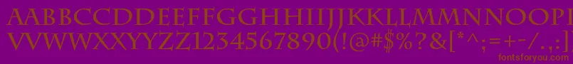 フォントCharlemagnestdBold – 紫色の背景に茶色のフォント