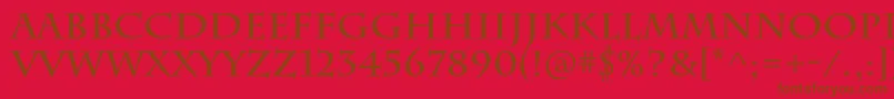 フォントCharlemagnestdBold – 赤い背景に茶色の文字