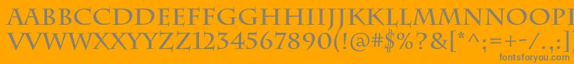 Saiba mais sobre a fonte CharlemagnestdBold Fonte CharlemagnestdBold – fontes cinzas em um fundo laranja