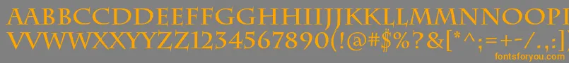 CharlemagnestdBold-Schriftart – Orangefarbene Schriften auf grauem Hintergrund