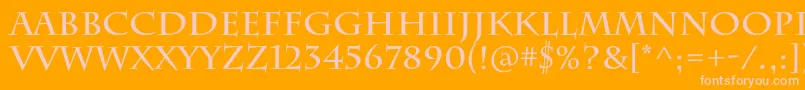 CharlemagnestdBold-fontti – vaaleanpunaiset fontit oranssilla taustalla