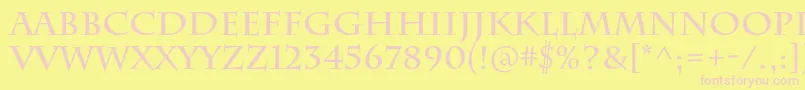 フォントCharlemagnestdBold – ピンクのフォント、黄色の背景