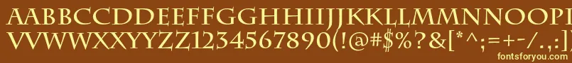 CharlemagnestdBold-fontti – keltaiset fontit ruskealla taustalla