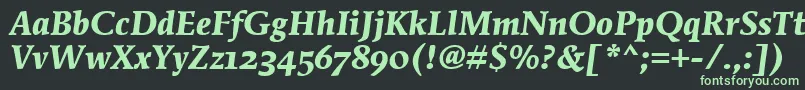 MendozaRomanOsItcTtBoldita-fontti – vihreät fontit mustalla taustalla