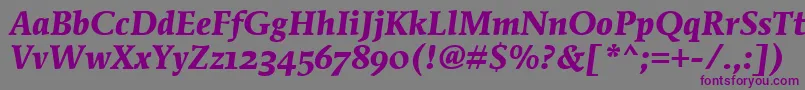 MendozaRomanOsItcTtBoldita-fontti – violetit fontit harmaalla taustalla