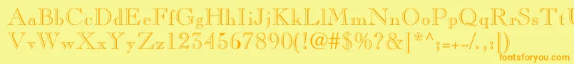 Nelsieopenface-fontti – oranssit fontit keltaisella taustalla