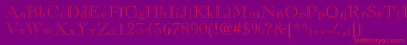 フォントNelsieopenface – 紫の背景に赤い文字