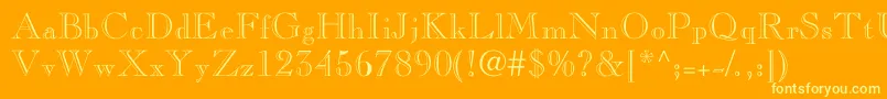 Nelsieopenface-Schriftart – Gelbe Schriften auf orangefarbenem Hintergrund