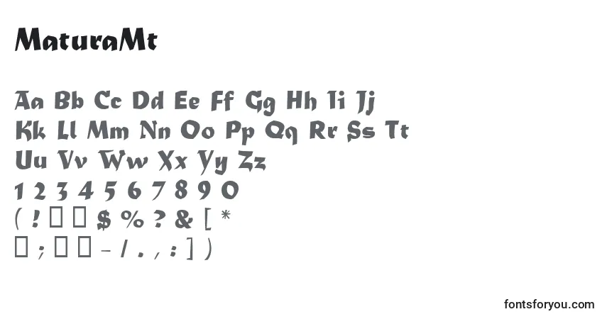 A fonte MaturaMt – alfabeto, números, caracteres especiais