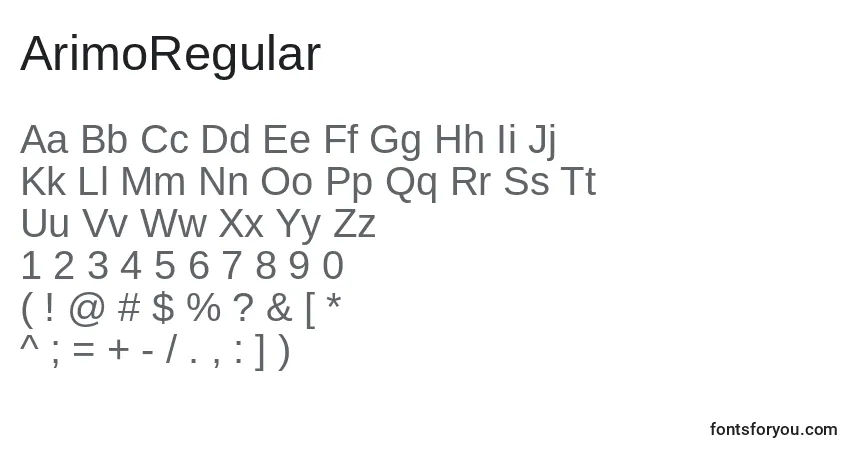 characters of arimoregular font, letter of arimoregular font, alphabet of  arimoregular font