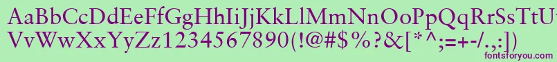 SabonLtRoman Font – Purple Fonts on Green Background