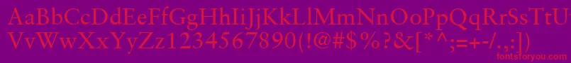 フォントSabonLtRoman – 紫の背景に赤い文字