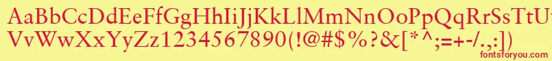 SabonLtRoman-fontti – punaiset fontit keltaisella taustalla