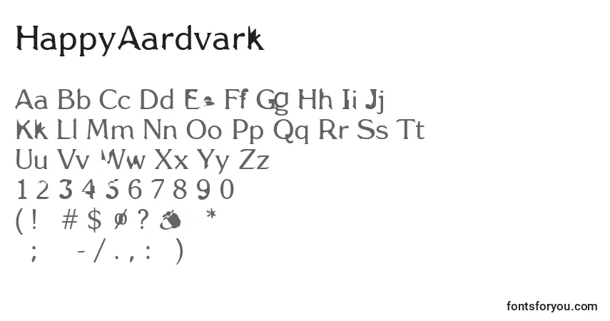 Czcionka HappyAardvark – alfabet, cyfry, specjalne znaki