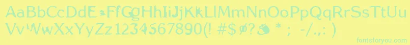 Fonte HappyAardvark – fontes verdes em um fundo amarelo