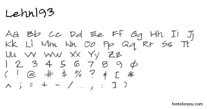 Czcionka Lehn193 – alfabet, cyfry, specjalne znaki