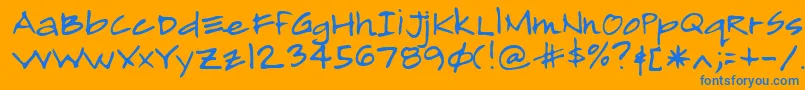 Lehn193 Font – Blue Fonts on Orange Background