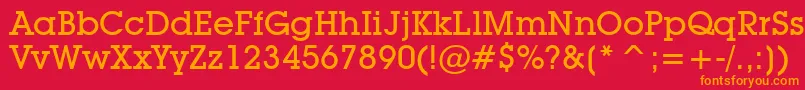 LubalinGraphMediumBt-fontti – oranssit fontit punaisella taustalla