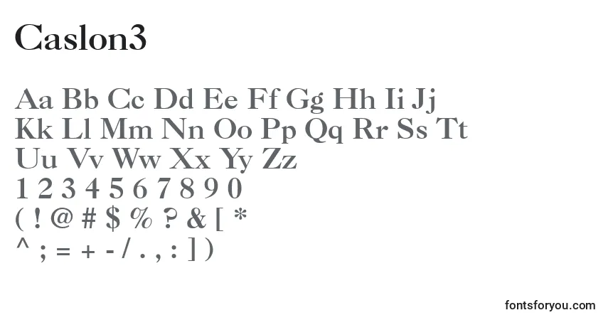 Czcionka Caslon3 – alfabet, cyfry, specjalne znaki
