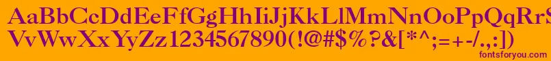 Caslon3-fontti – violetit fontit oranssilla taustalla