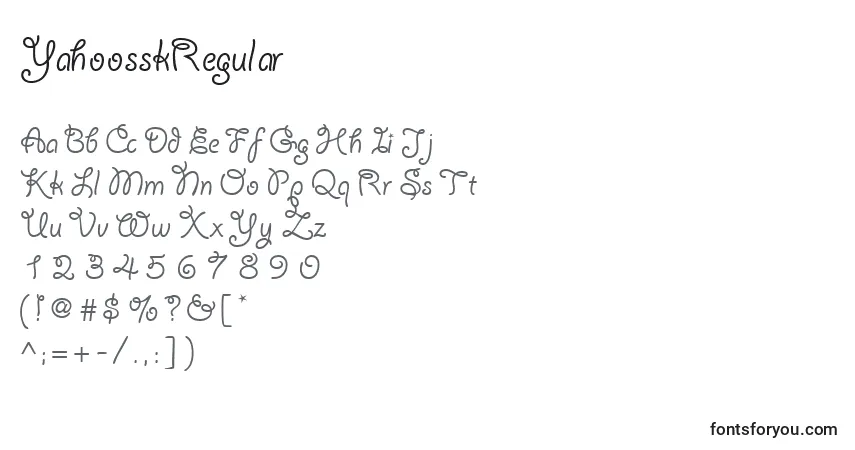 Czcionka YahoosskRegular – alfabet, cyfry, specjalne znaki