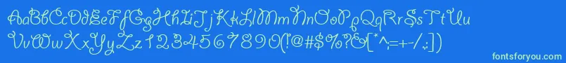 YahoosskRegular-Schriftart – Grüne Schriften auf blauem Hintergrund