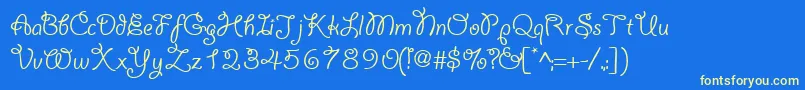 YahoosskRegular Font – Yellow Fonts on Blue Background