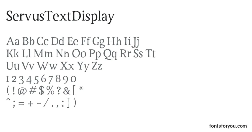 A fonte ServusTextDisplay – alfabeto, números, caracteres especiais