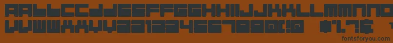 AlmanaqueNormal-Schriftart – Schwarze Schriften auf braunem Hintergrund