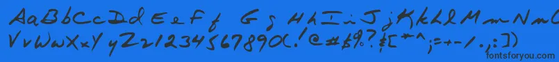 Terryshand-fontti – mustat fontit sinisellä taustalla