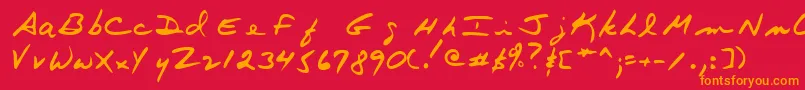 Terryshand Font – Orange Fonts on Red Background