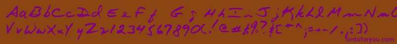 Шрифт Terryshand – фиолетовые шрифты на коричневом фоне