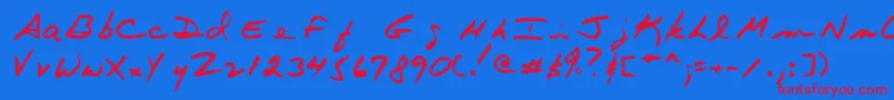 フォントTerryshand – 赤い文字の青い背景