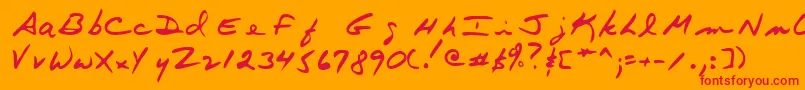 フォントTerryshand – オレンジの背景に赤い文字