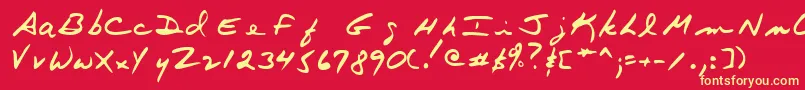 Terryshand Font – Yellow Fonts on Red Background