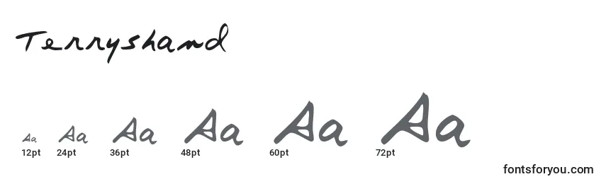 Größen der Schriftart Terryshand