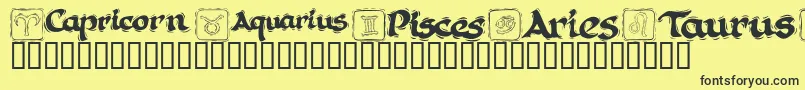 KrAstro1 Font – Black Fonts on Yellow Background
